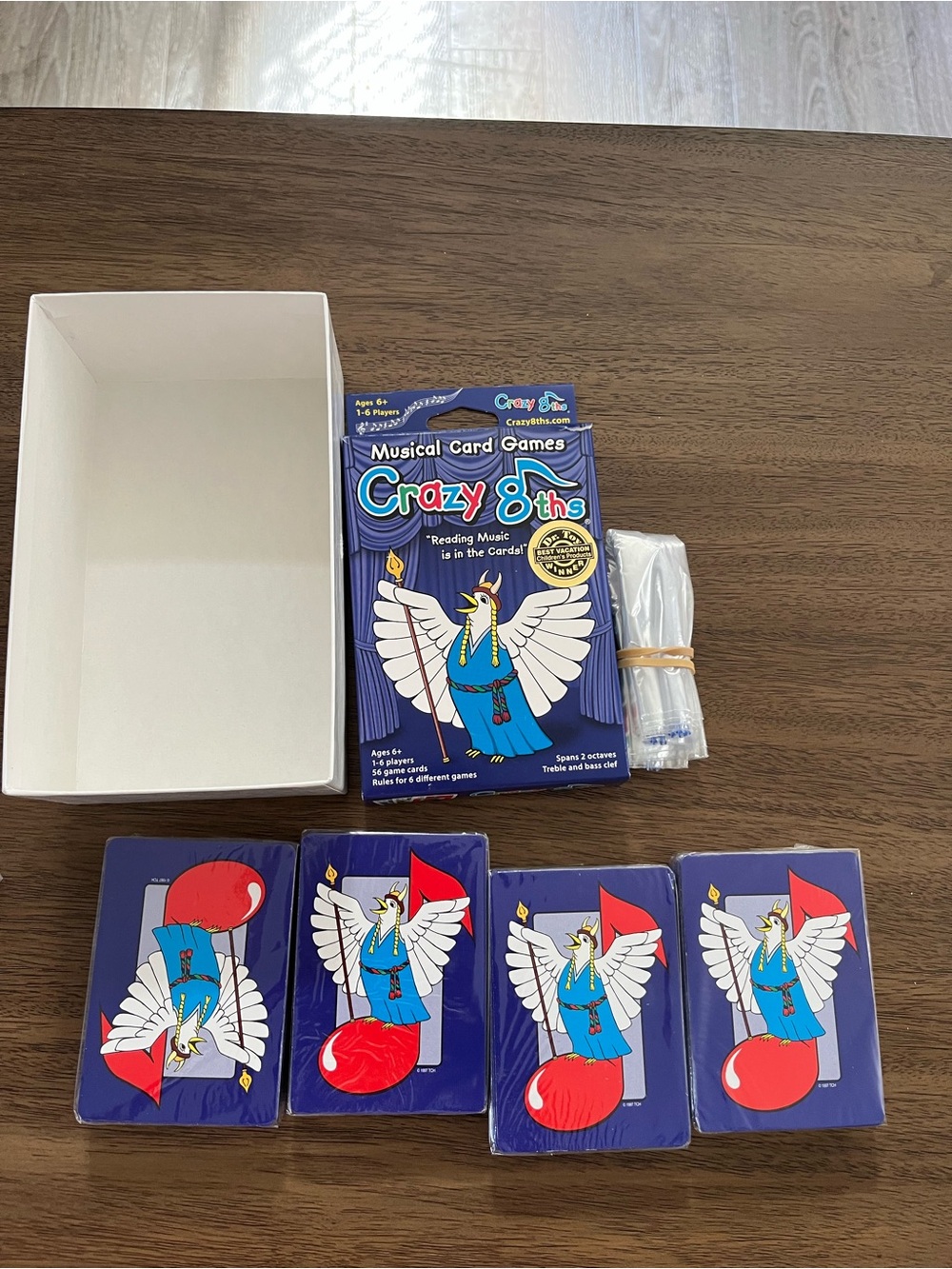 Crazy 8ths Musical Card Game - Blue Box with Bird Note Design